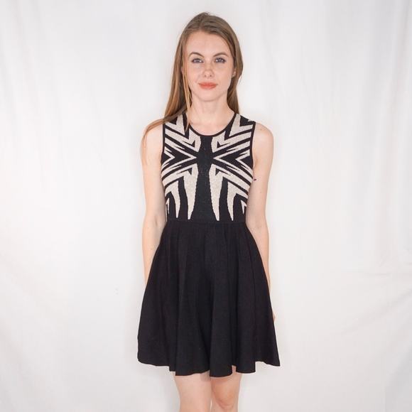 Zac Posen Dresses & Skirts - Zac Posen Knit Sparkle Fit Flare Mini Dress S 0768